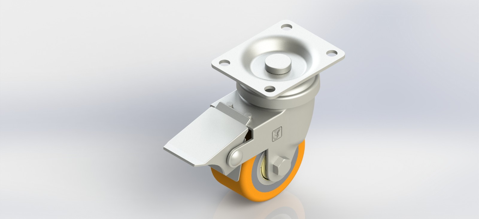 3050B-01-PU 50mm铝芯PU平底刹车轮