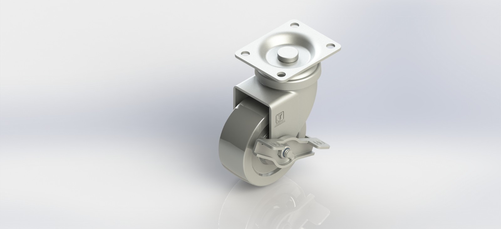 3325B-01-DC 2.5寸钢轮平底刹车轮