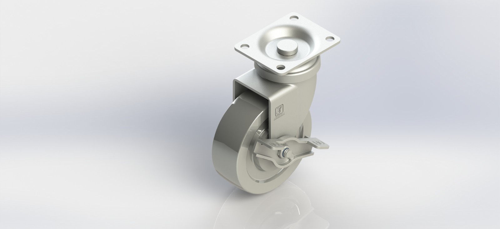 3330B-01-DC 3寸钢轮平底刹车轮