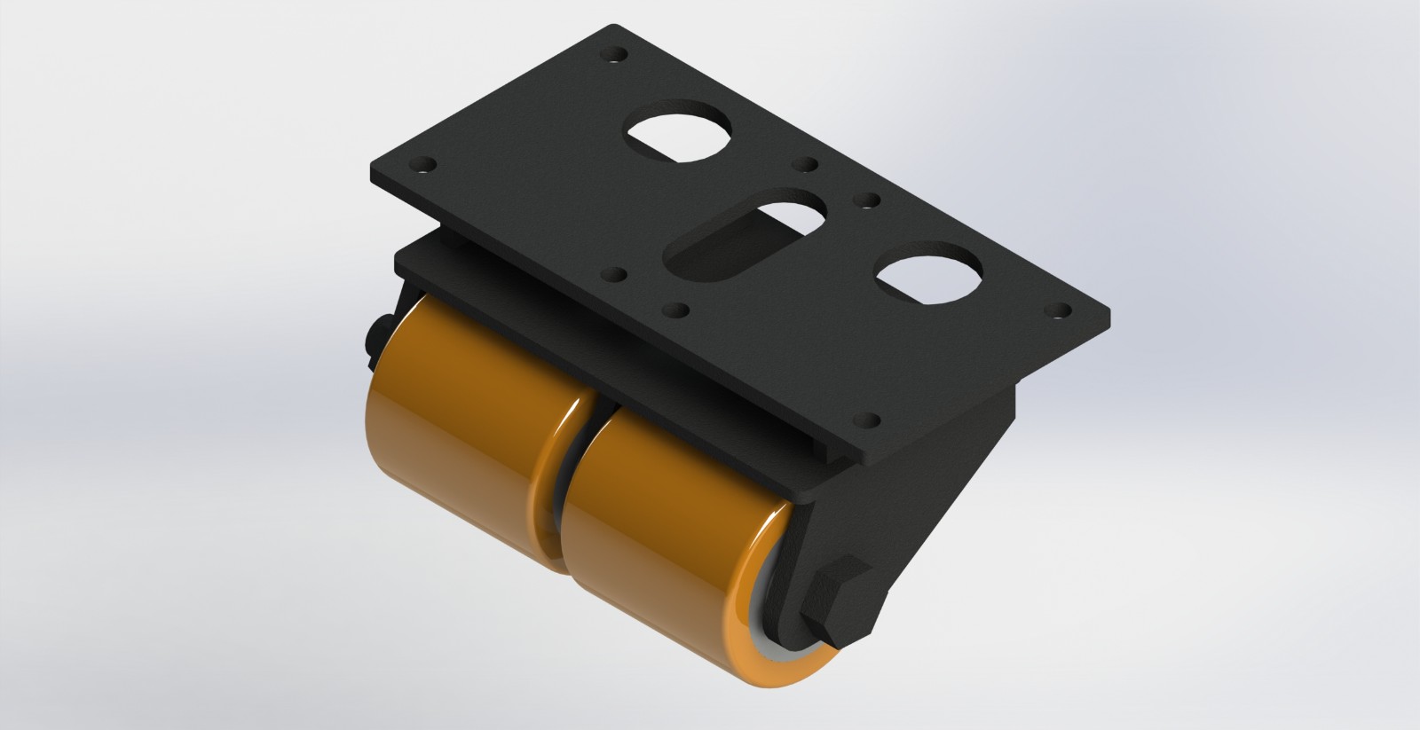 特殊定制固定脚轮150x150mm 铝芯包PU带偏心双孖轮