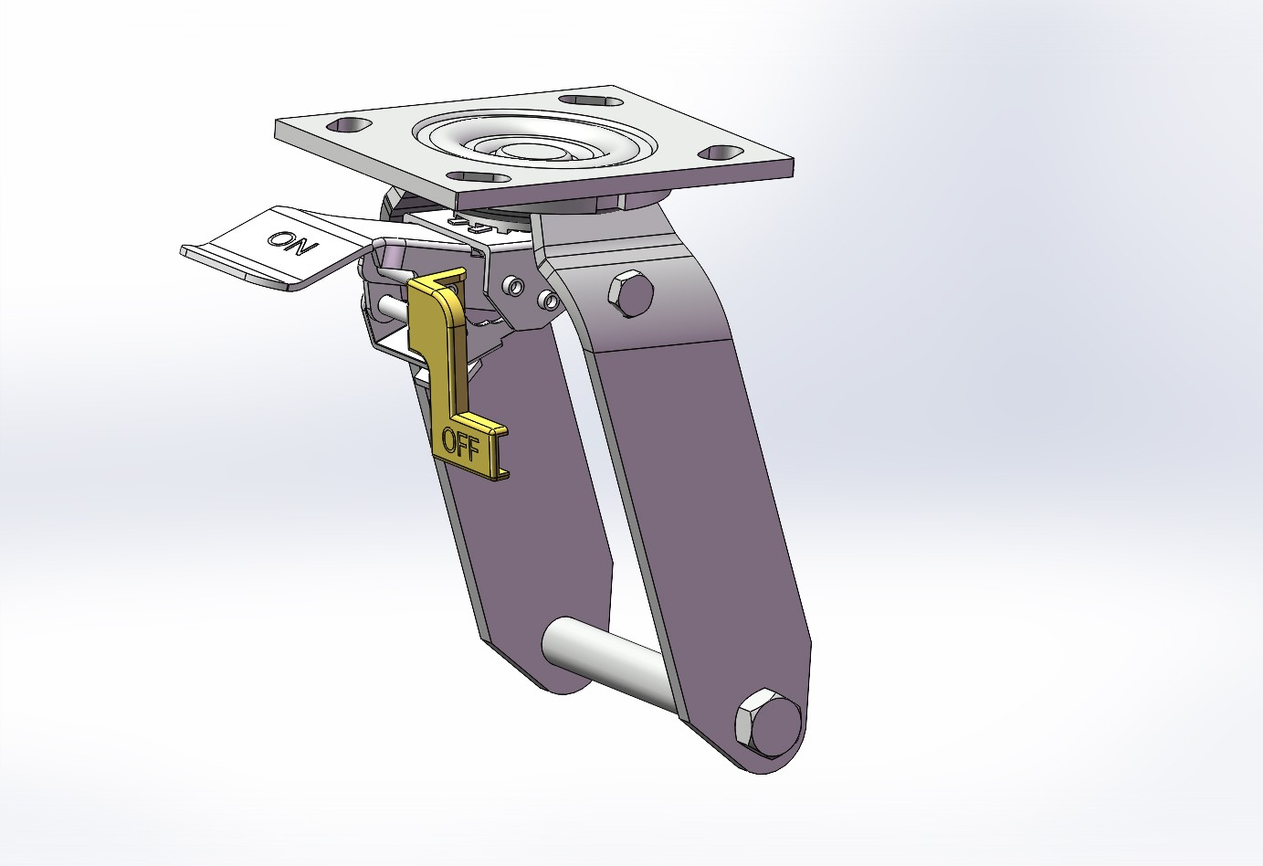 N7610-130102-YANB-TTB 10寸充气轮活动双刹车支架（105开口）带螺丝螺母