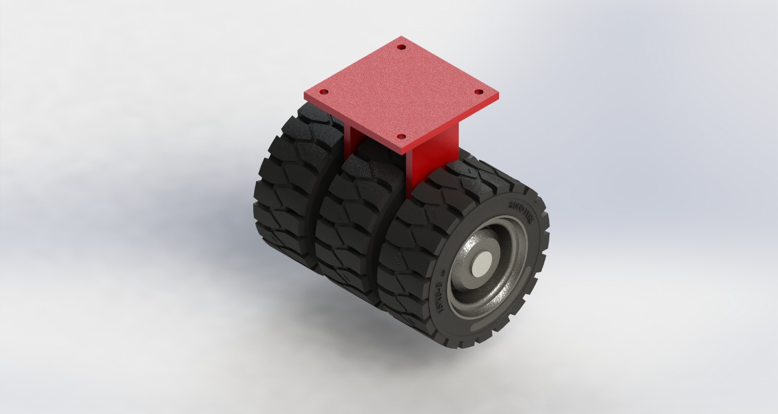 K90163R-300300-SR 16寸实心橡胶三轮组固定脚轮